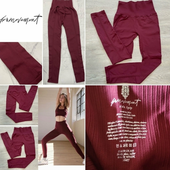 NWOT Free People Good Karma Leggings Dark Red Wine Burgundy (XS/s)